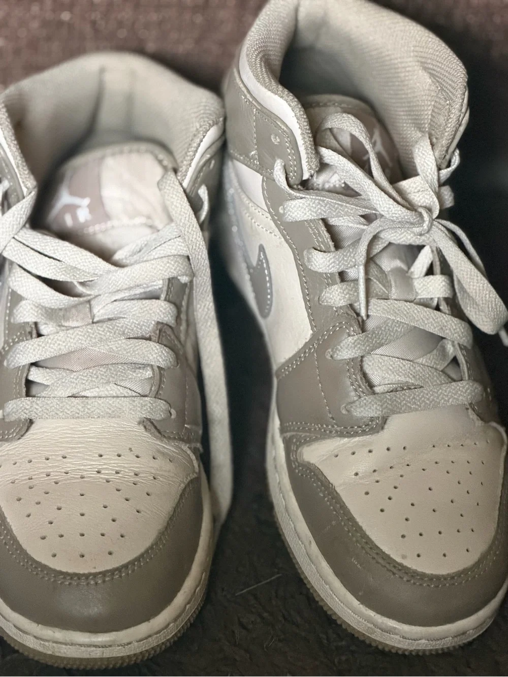Nike Kids High-Top Sneakers in Gray and White